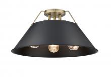  3306-3FM AB-BLK - Orwell AB 3 Light Flush Mount in Aged Brass with Matte Black shade